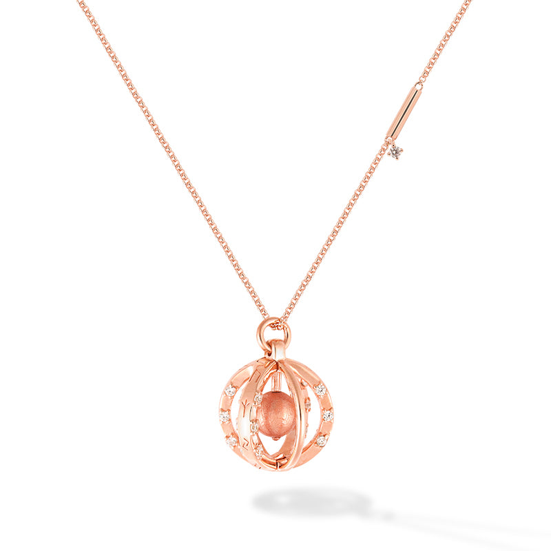 Women's Rose Gold Plated Sterling Silver Sphere Necklace with Meteorite