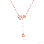 Women's Rose Gold Plated Sterling Silver Necklace with Meteorite and CZ Diamonds