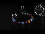 Men's Beaded Drawstring Bracelet With Multi Coloured Gemstones
