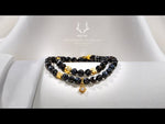 Women's Double Wrap Beaded Bracelet with Nuummite Beads and Swedish Meteorite