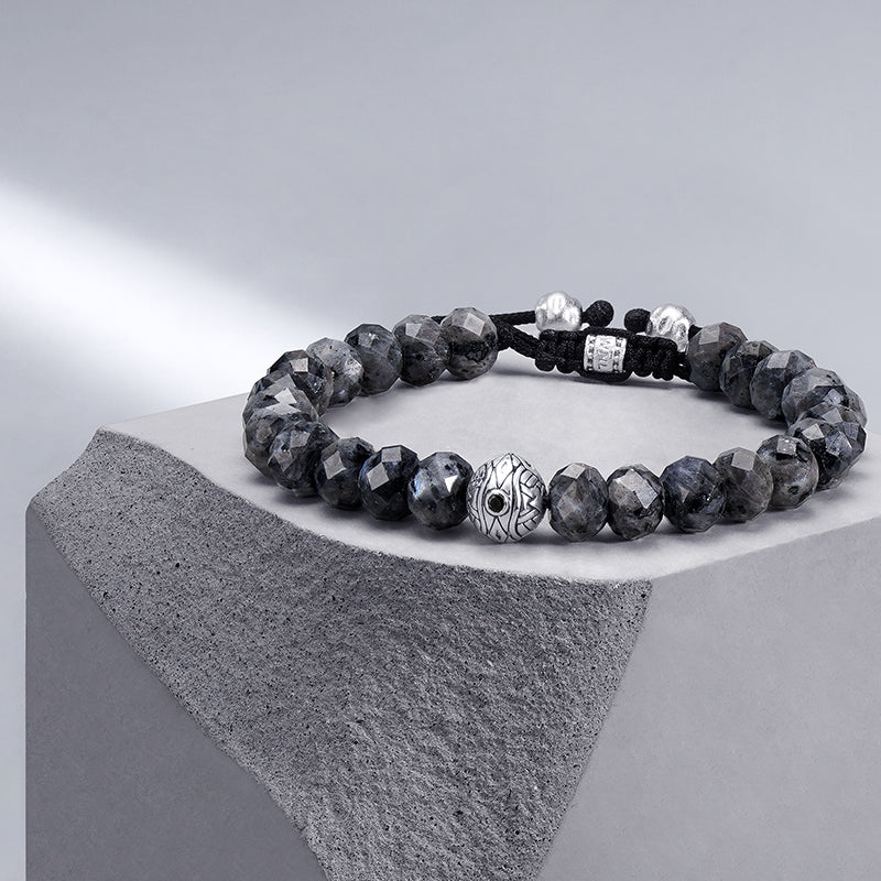 Men's Beaded Bracelet of Space Code with Tremolite