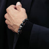 Men's Nuummite Beaded Bracelet with Runes and Dark Star