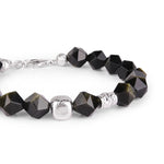 Men's Beaded Bracelet with Obsidian and Meteorite