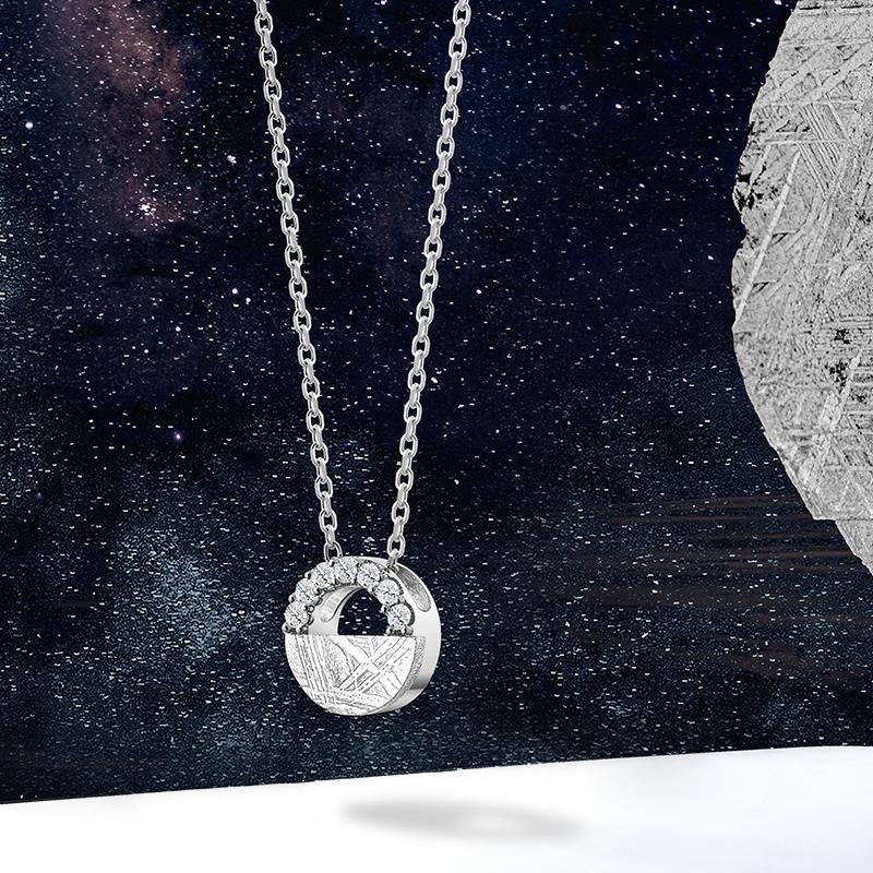 for her, meteorite, necklace, starry night, sterling silver, woman - AWNLJEWELS