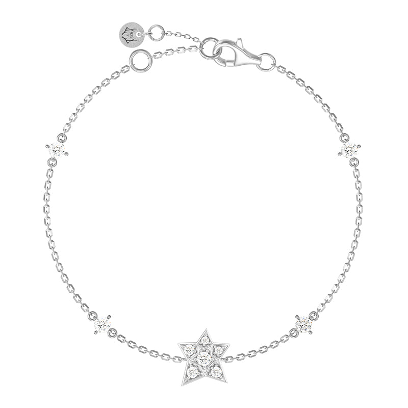 Women's White Gold Plated Sterling Silver Bracelet with North Star