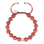 Women's Beaded Drawstring Bracelet of Rose Thorn with Red Agate