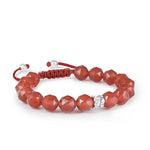 Women's Beaded Drawstring Bracelet of Rose Thorn with Red Agate